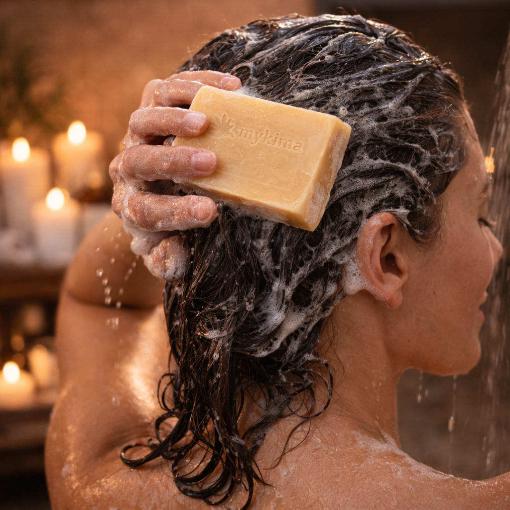 Kaltgerührte Haarseife 100 g – Handgeschöpft, ohne Palmöl | mykima®