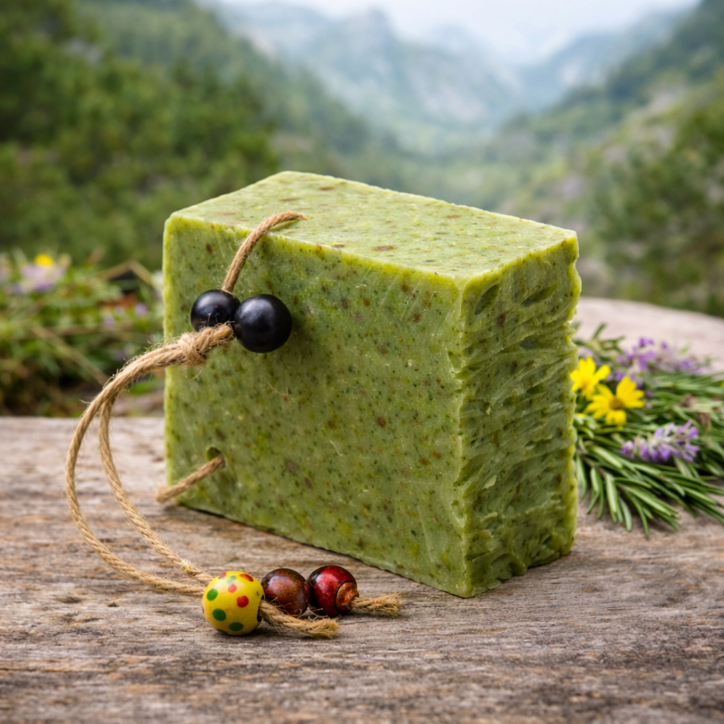 Kaltgerührte Seife Bergkräuter 150 g – Alpine Schafmilchpflege mit frischer Kräuternote | mykima®