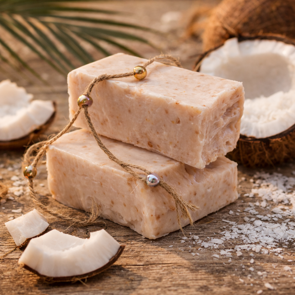 Kaltgerührte Seife Kokos 150 g – Cremige Schafmilchpflege mit frischem Kokosduft | mykima®