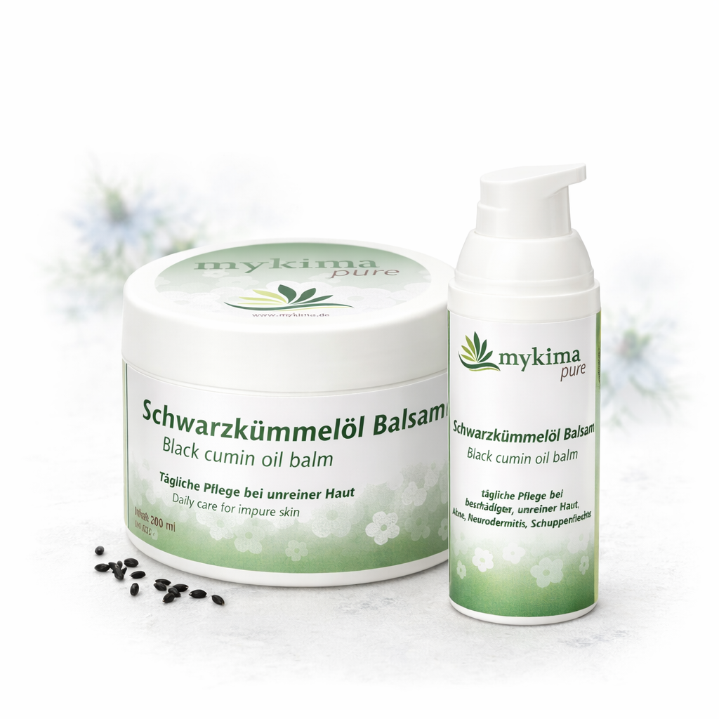 Schwarzkümmelöl Balsam Set – Dose mit Handspender | mykima®
