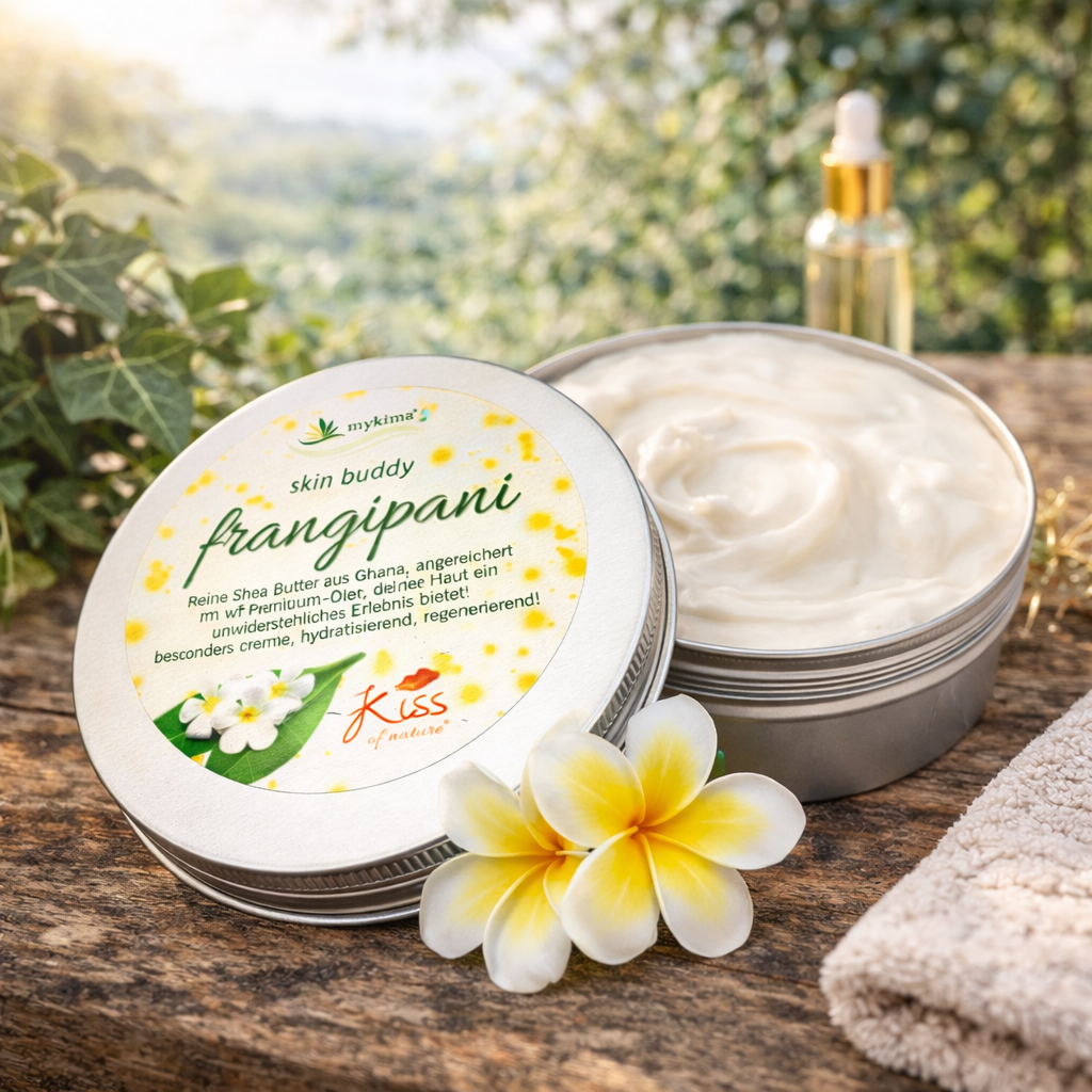 Skin Buddy Frangipani 100 g – Samtweiche Duftpflege mit Sheabutter & Jojobaöl | mykima®