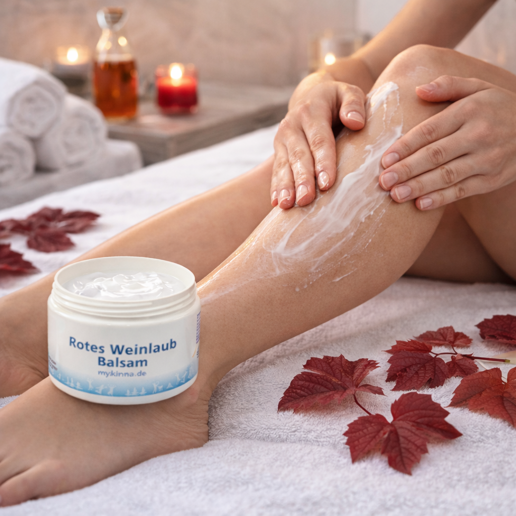 Rotes Weinlaub Pflegebalsam 200 ml – Pflege für müde & schwere Beine | mykima®