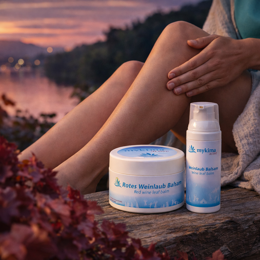 Rotes Weinlaub Balsam Set – Dose mit Handspender | mykima®