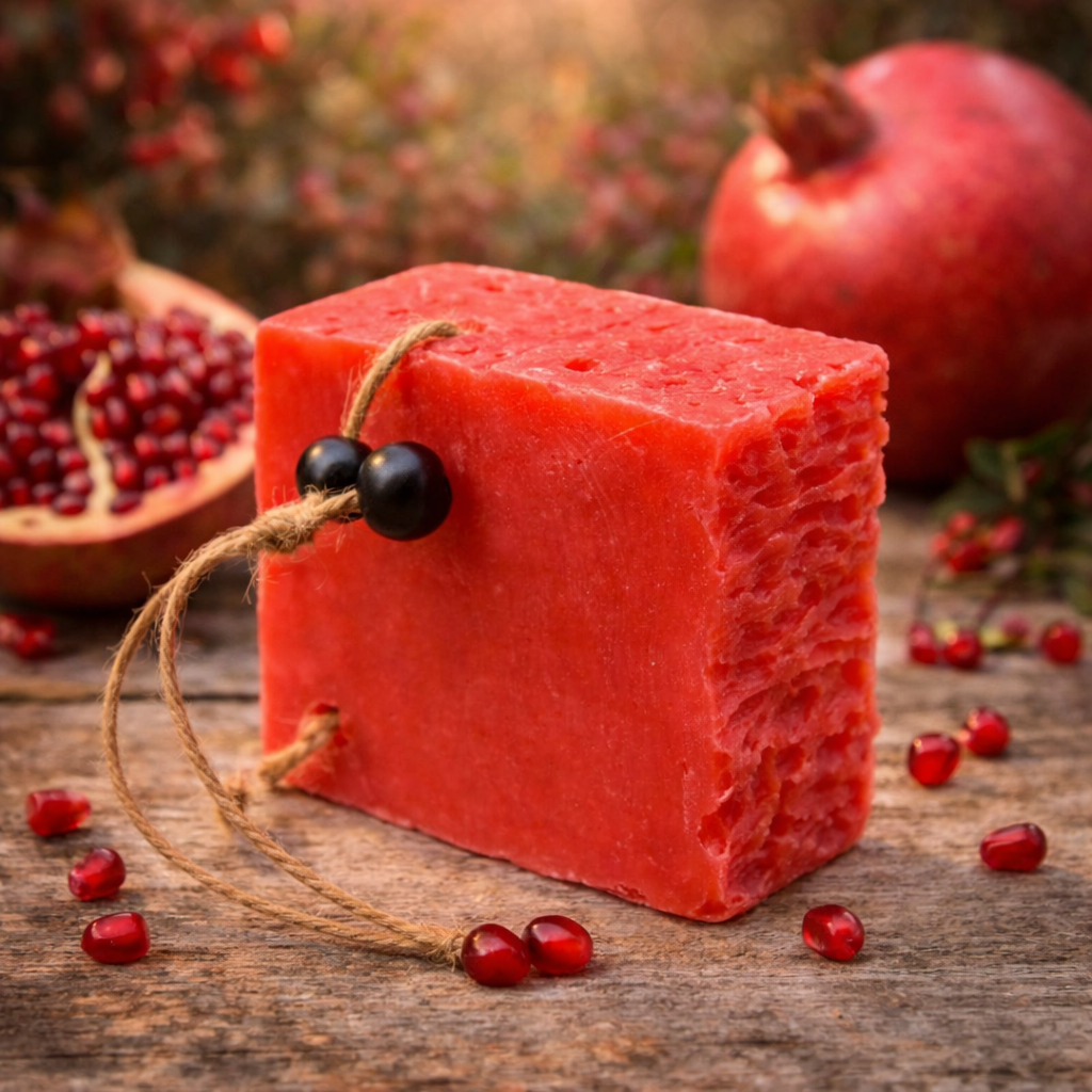 Kaltgerührte Seife Granatapfel 150 g – Fruchtige Schafmilchpflege mit cremigem Schaum | mykima®