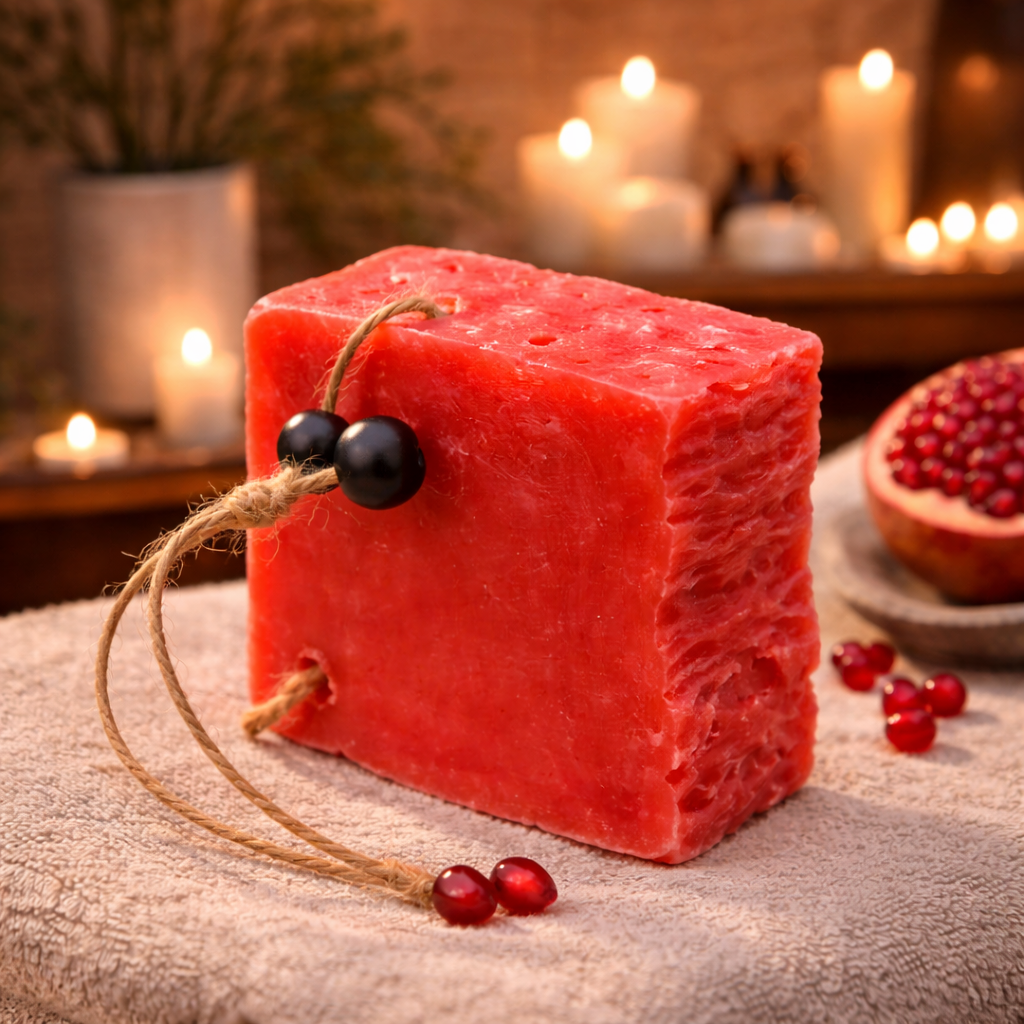Kaltgerührte Seife Granatapfel 150 g – Fruchtige Schafmilchpflege mit cremigem Schaum | mykima®