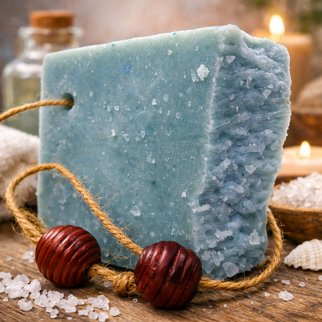 Kaltgerührte Seife Salz 150 g – Mineralische Schafmilchpflege mit sanfter Peeling-Note | mykima®
