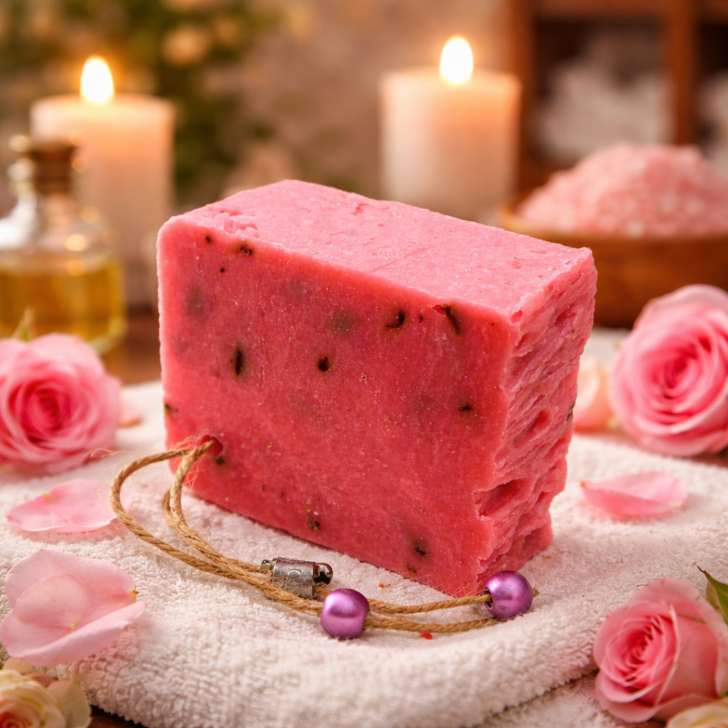 Kaltgerührte Seife Wildrose 150 g – Blumige Schafmilchpflege mit sanfter Peeling-Note | mykima®