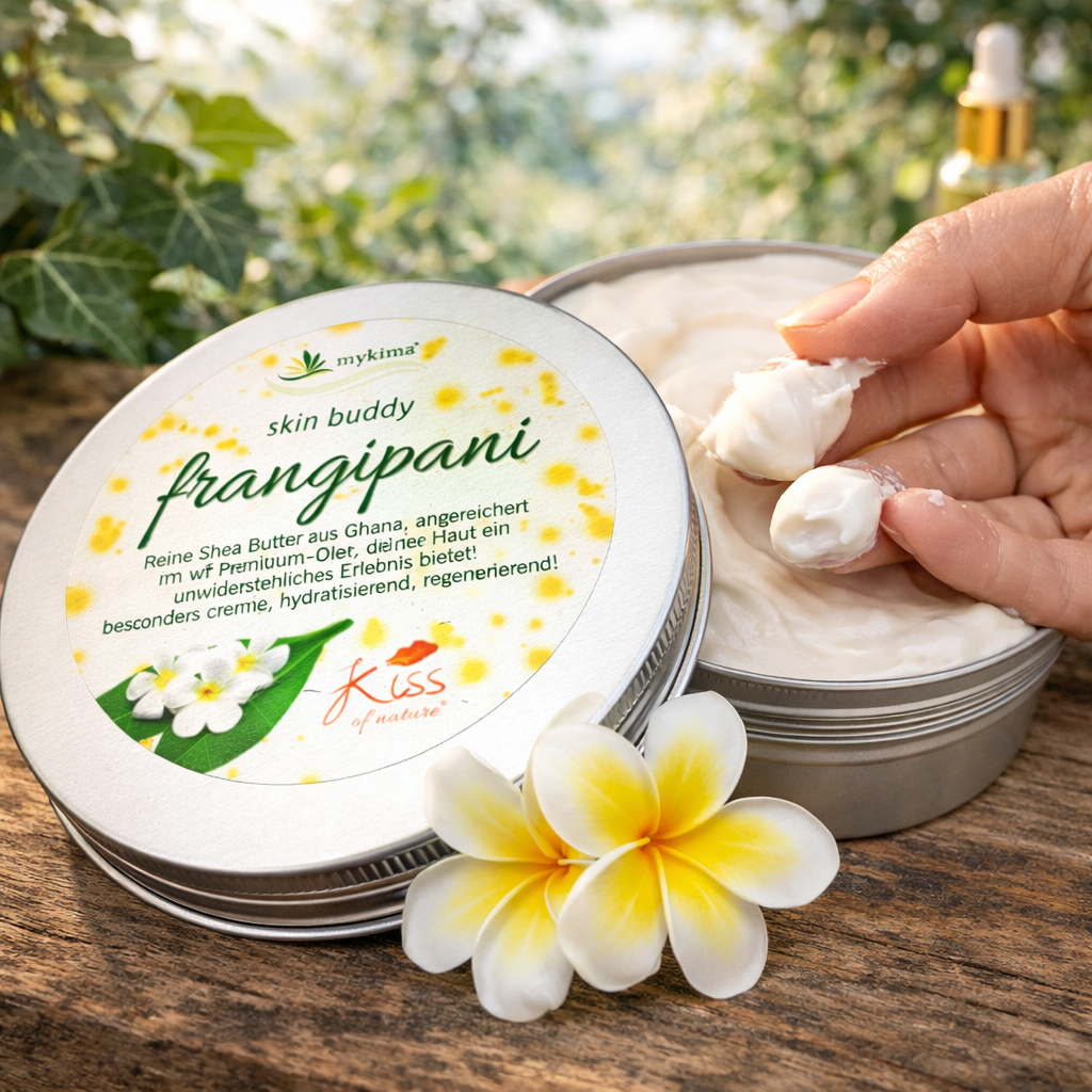 Skin Buddy Frangipani 100 g – Samtweiche Duftpflege mit Sheabutter & Jojobaöl | mykima®