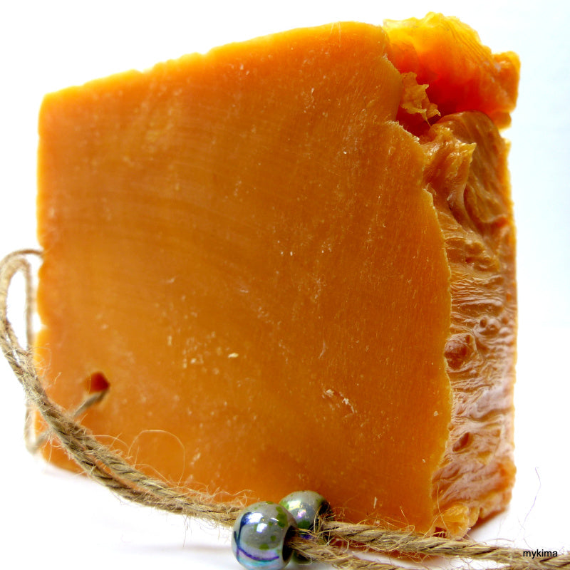 Kaltgerührte Seife Orange 150 g – Frische Schafmilchpflege mit sanfter Peeling-Note | mykima®