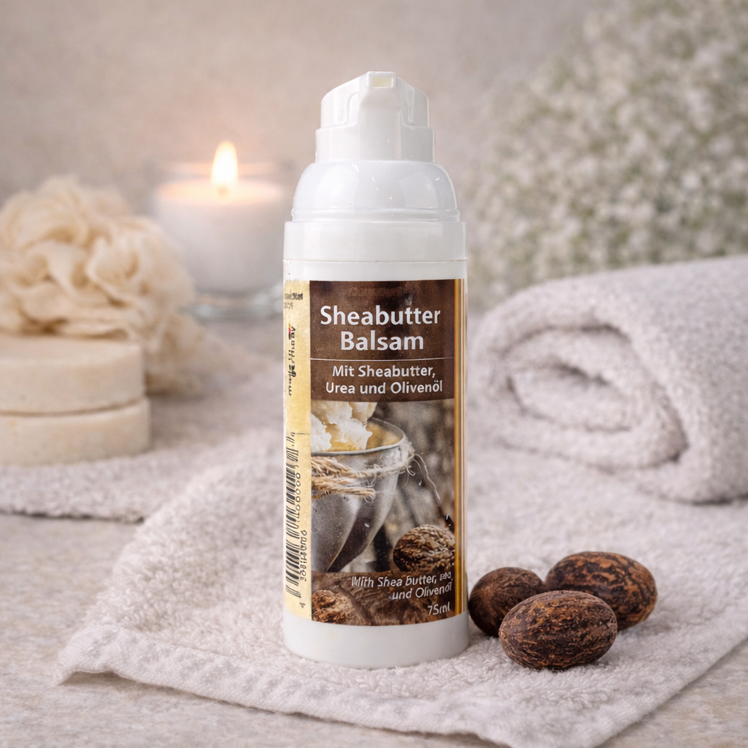 Sheabutter Balsam 75 ml – intensive Pflege für trockene & reife Haut | Handspender nachfüllbar | mykima®